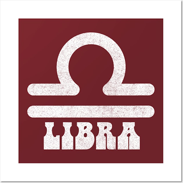 Libra / Retro Zodiac Symbol Faded-Style Design Wall Art by CultOfRomance